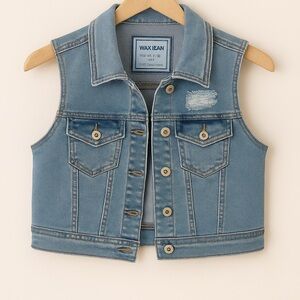 Wax Jean women Light Blue Denim Vest